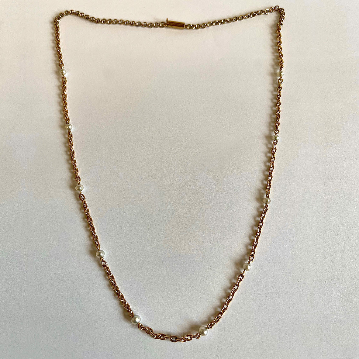 Rare White Natural Pearl &amp; 1920&#39;s Chunky Chain