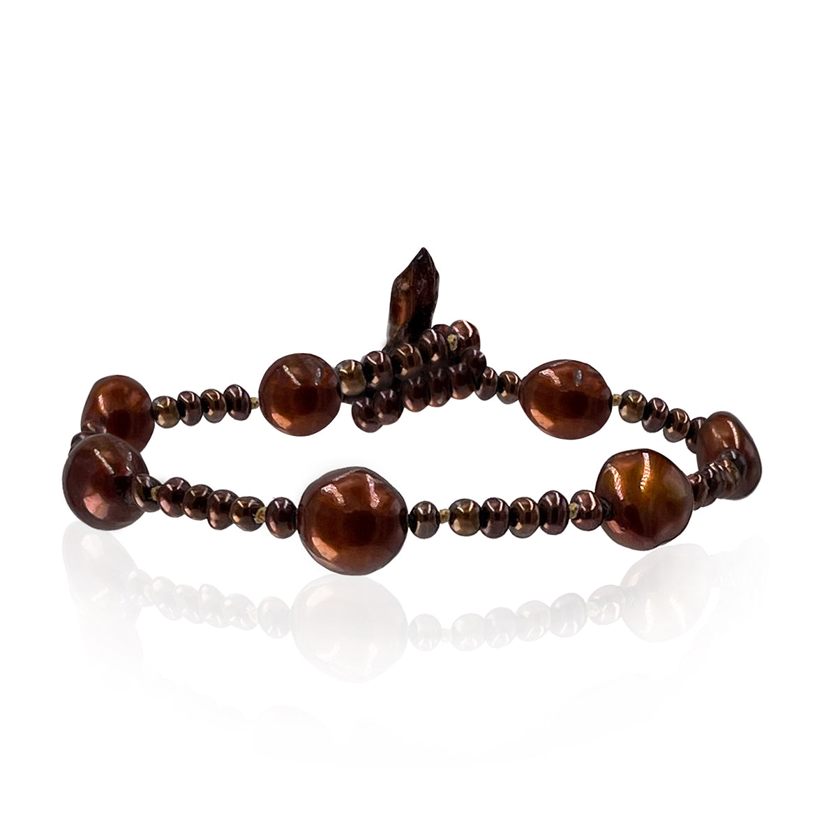 Copper Seed &amp; Freshwater Pearl Bracelet