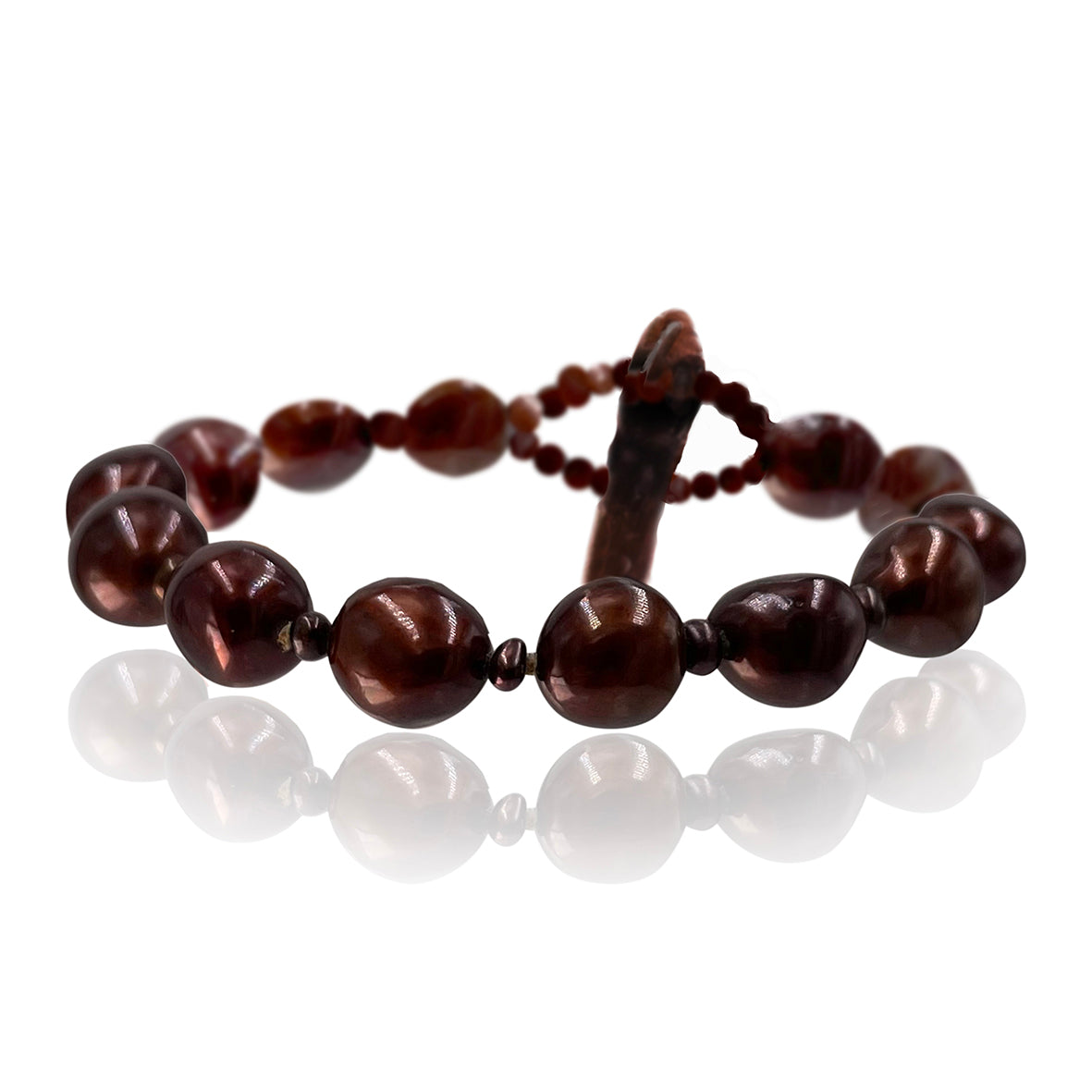 Copper Biwa Pearl Single Strand &#39;Classic&#39; Bracelet