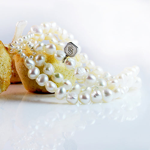 Estate 3-Strand Freshwater Pearl Diamond Bracelet 14K White Gold - Ruby Lane