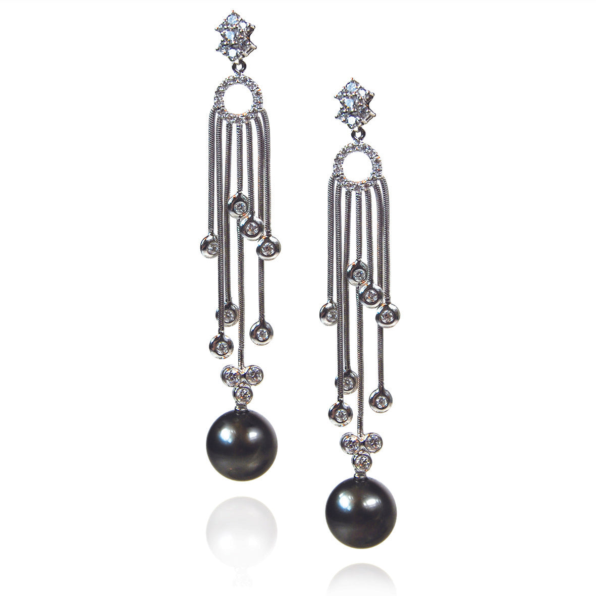 Black Tahitian Pearl &amp; Diamond &#39;Tsarina&#39; Cascade Drop  Earrings