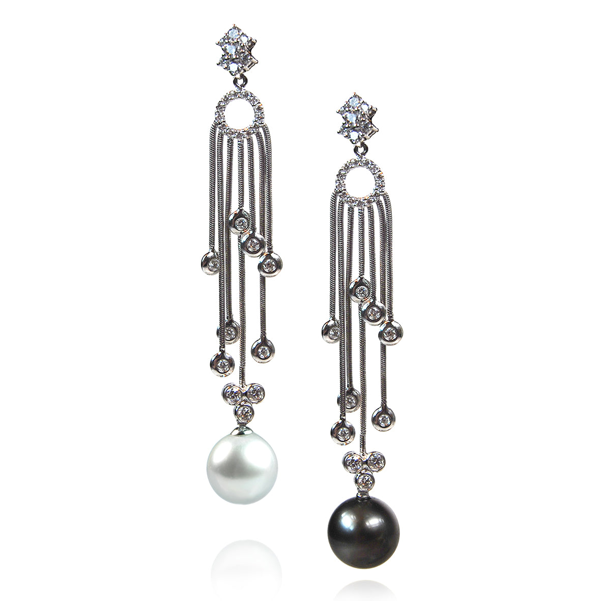 Black Tahitian Pearl &amp; Diamond &#39;Tsarina&#39; Cascade Drop  Earrings