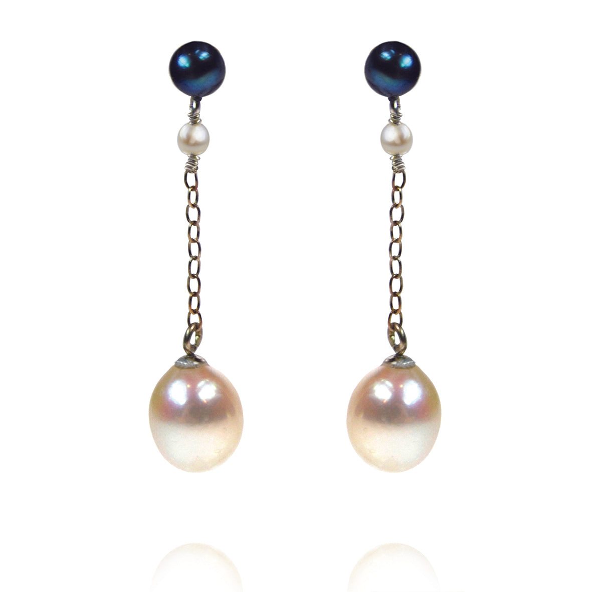 Black &amp; White Freshwater Pearl &#39;It&#39;s A Long Story&#39; Drop Earrings