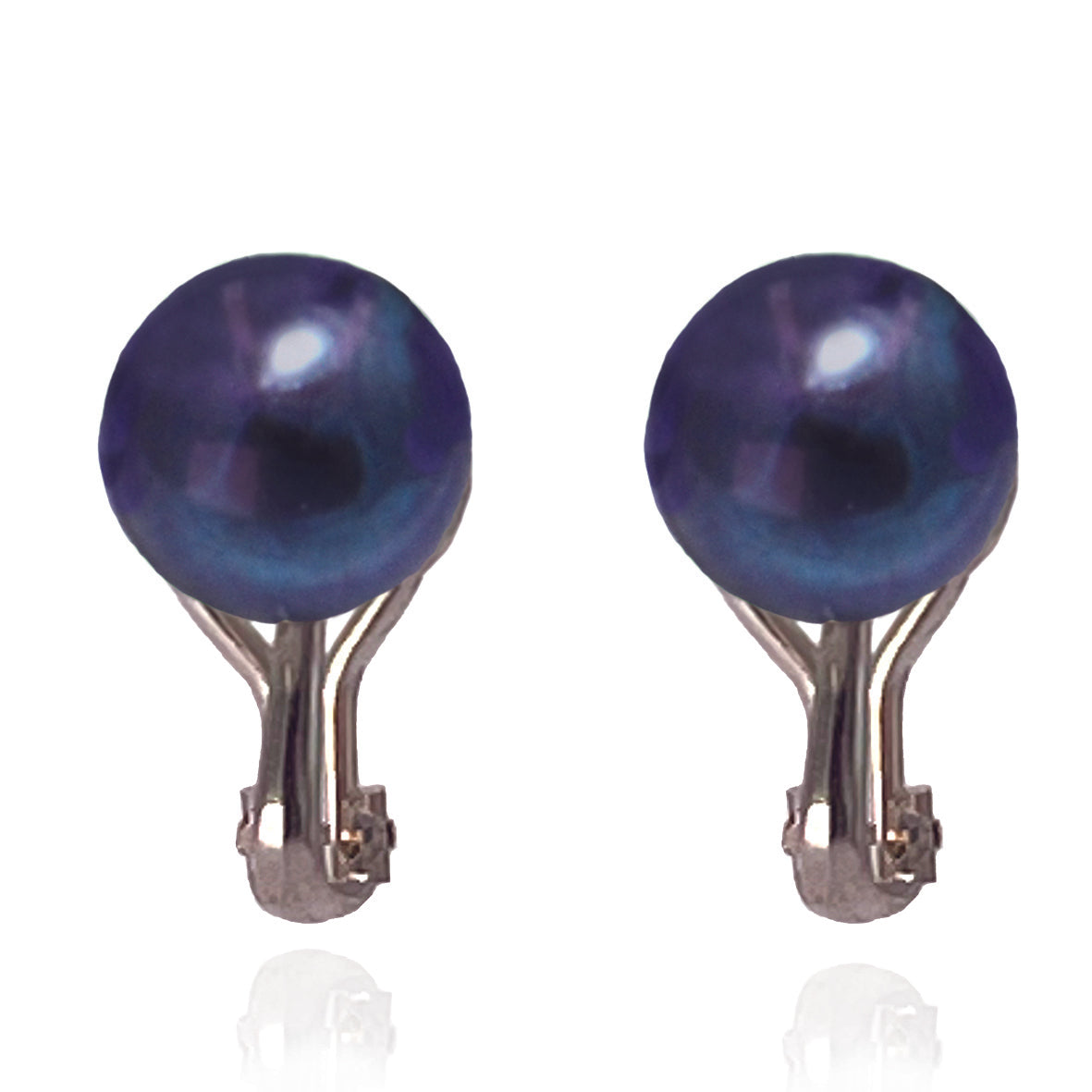 Black Freshwater Pearl Large Clip On Stud Earrings