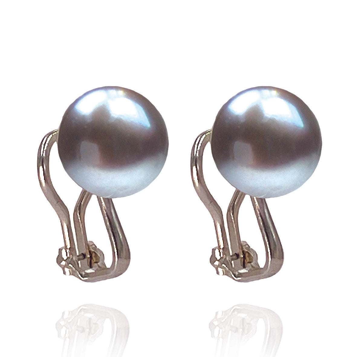 Grey Freshwater Pearl Large Clip On Stud Earrings