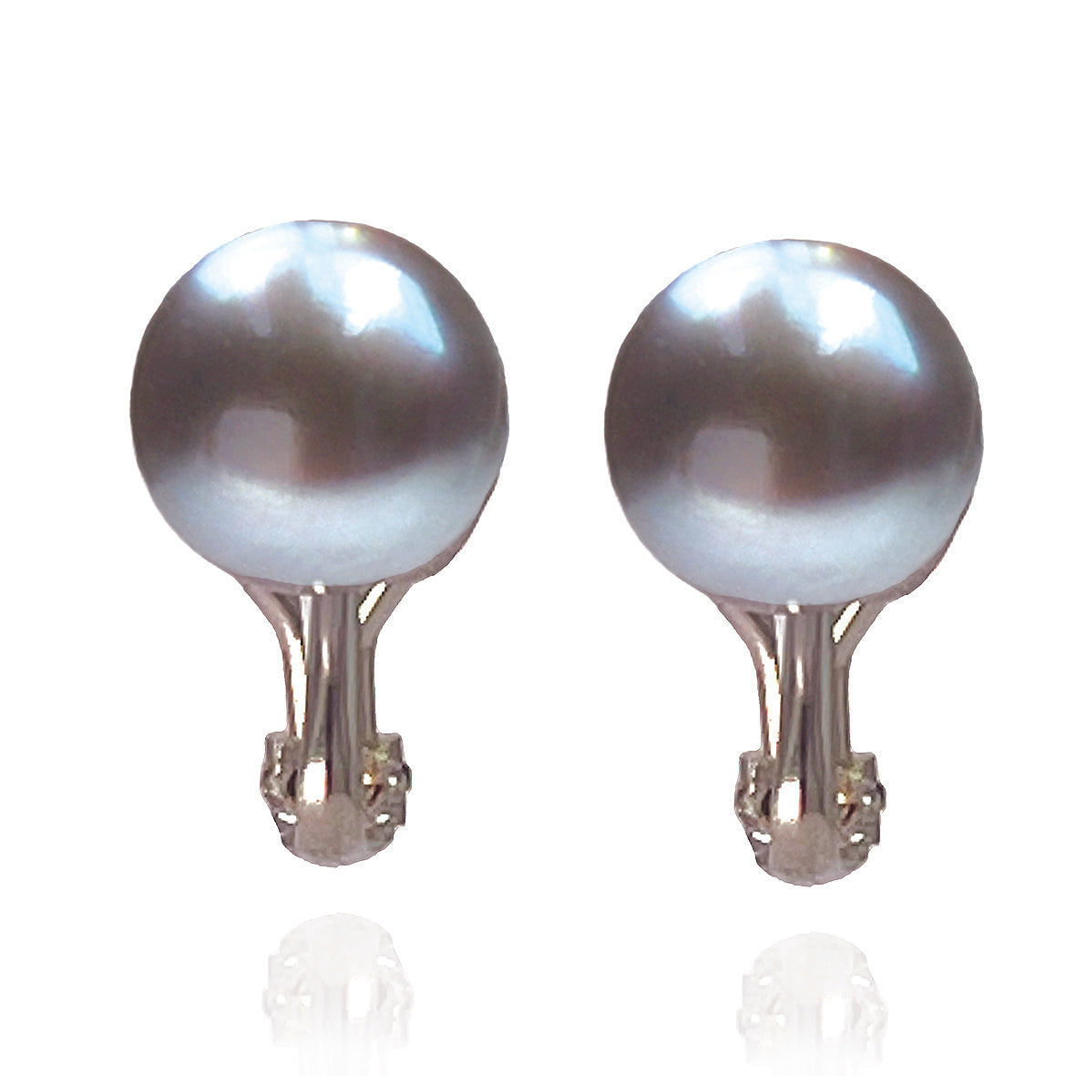 Grey Freshwater Pearl Large Clip On Stud Earrings