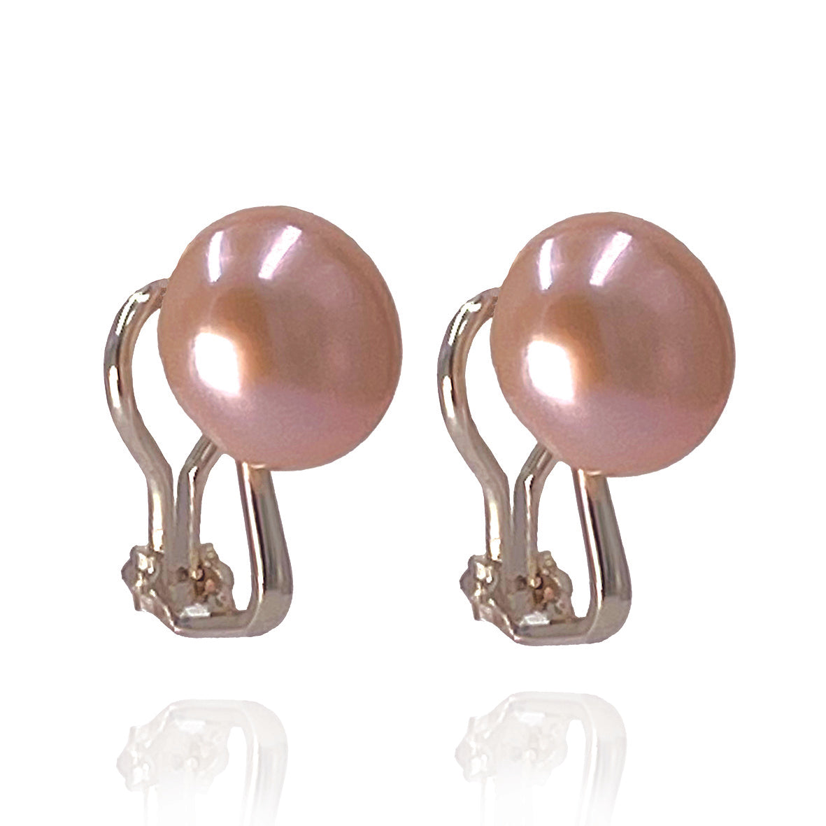 Pink Freshwater Pearl Large Clip On Stud Earrings