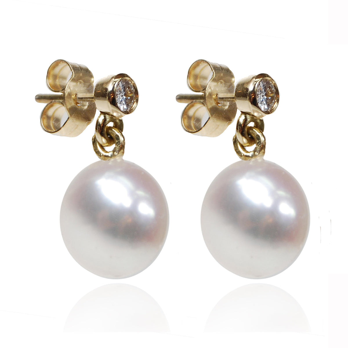 White South Sea Pearl &amp; Diamond &#39;Tsarina&#39; Drop Earrings in Yellow Gold