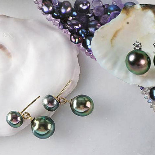 Real black hot sale pearl earrings