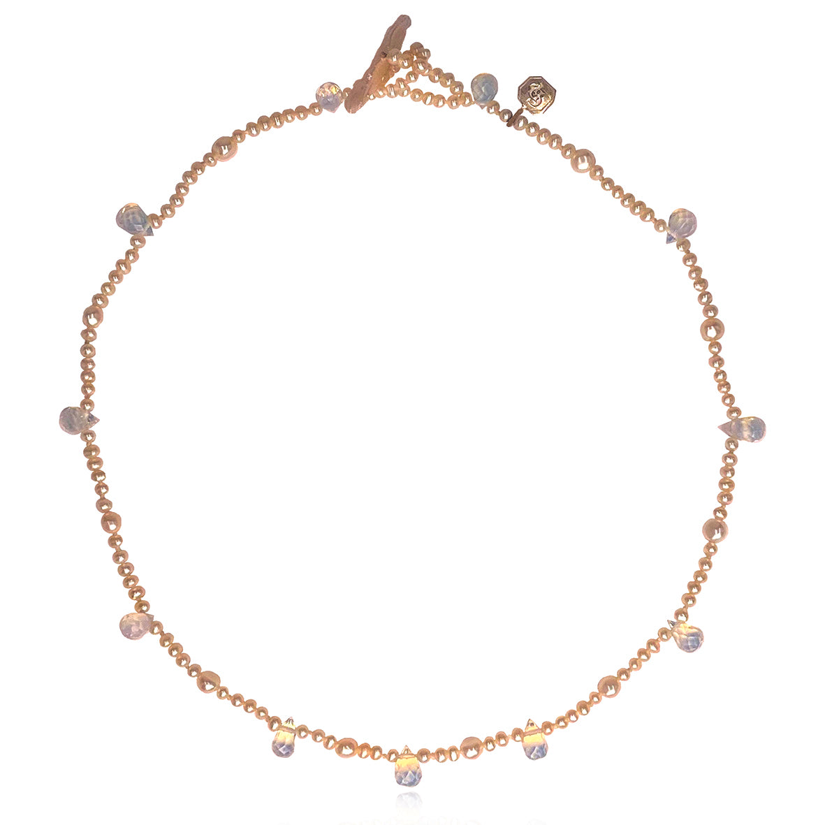 White Freshwater Pearl &amp; Opaline &#39;Tsarina&#39; Single Strand Necklace