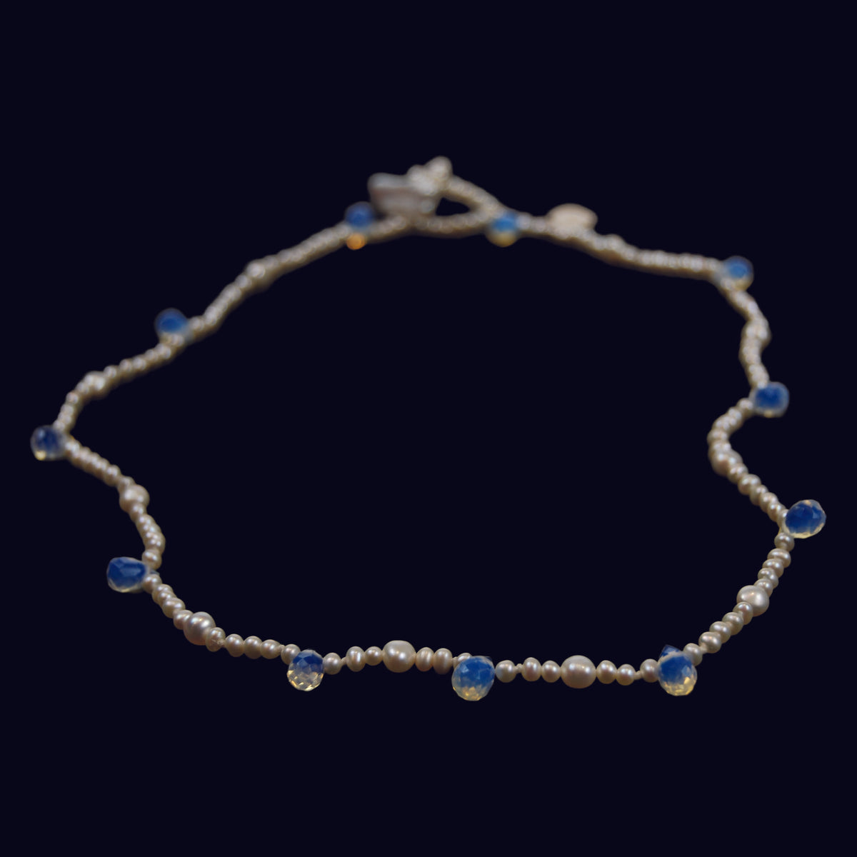 White Freshwater Pearl &amp; Opaline &#39;Tsarina&#39; Single Strand Necklace