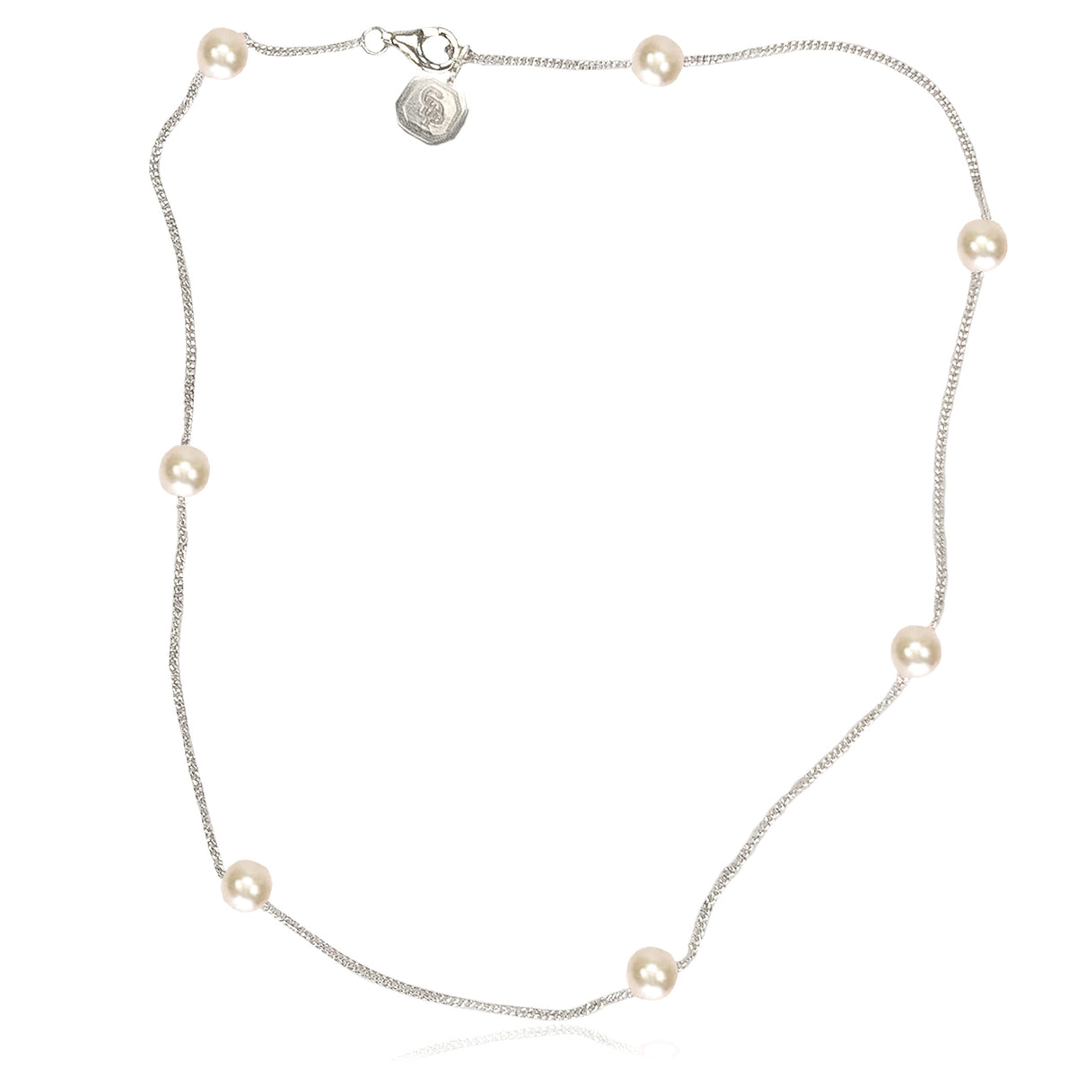 White Freshwater Pearl &amp; Chain Necklace