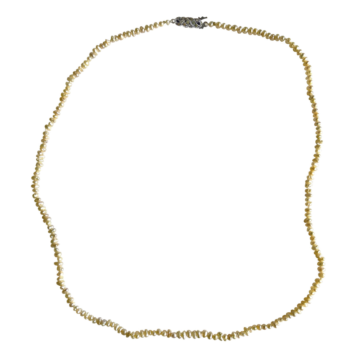 Rare Natural Seed Pearl Strand with Vintage Clasp Necklace