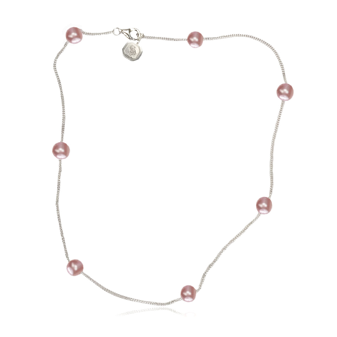 Pink Freshwater Pearl &amp; Silver Chain Necklace