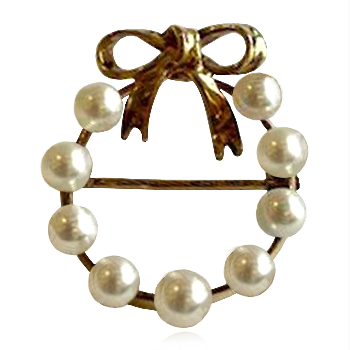 White Akoya Pearl Gold &#39;Garland Style&#39; Brooch