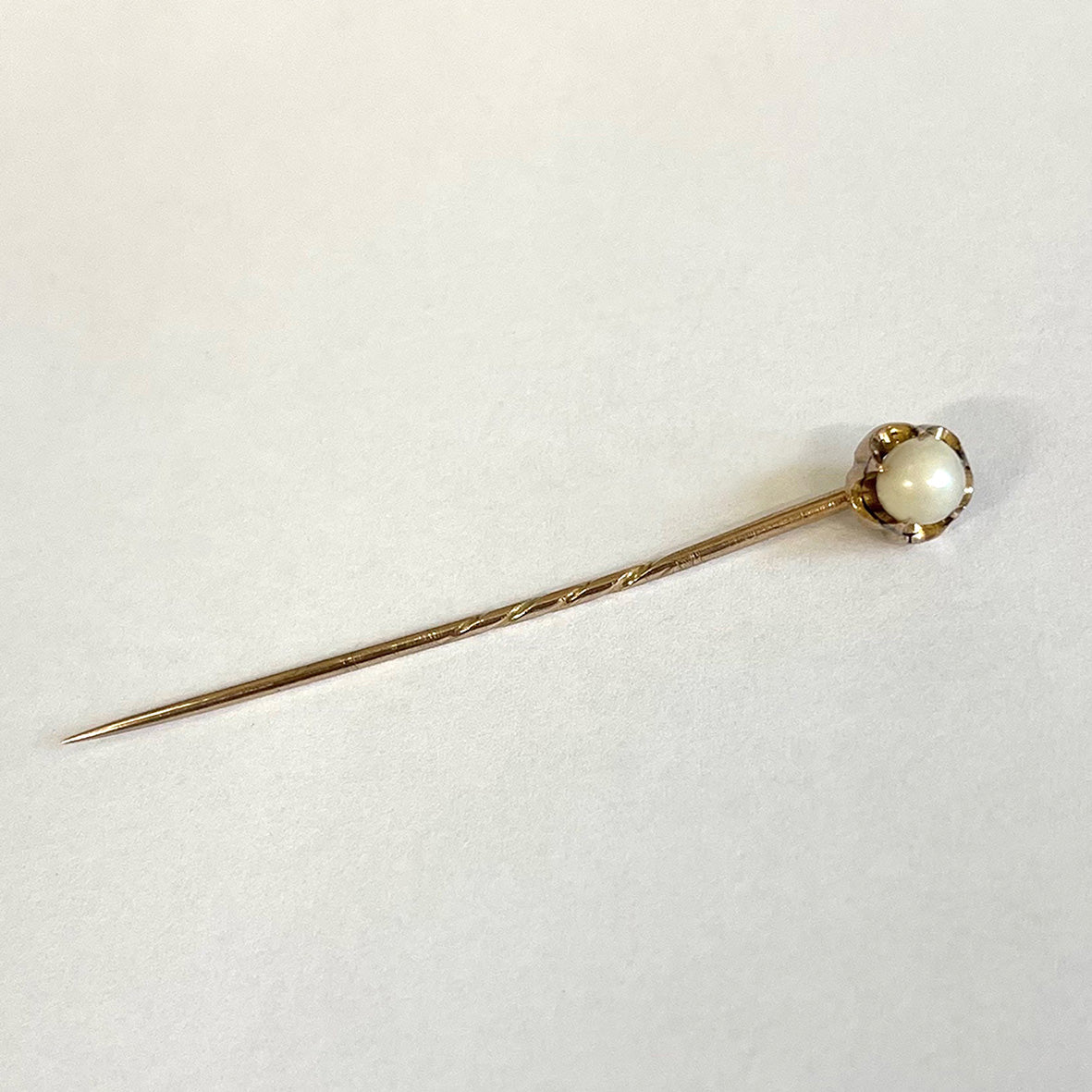 Rare White Natural Freshwater Pearl Late French 1880s Tie Pin