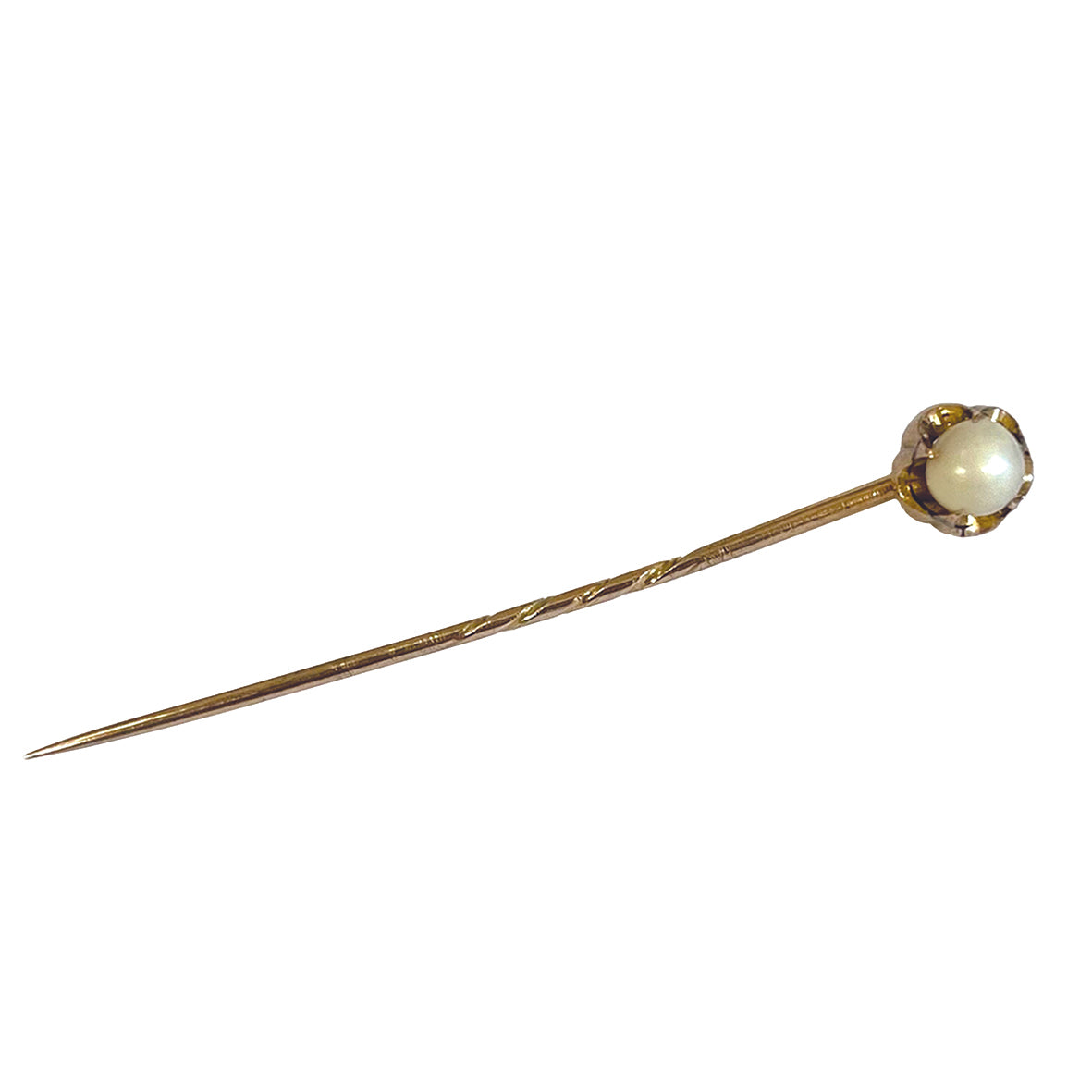 Rare White Natural Freshwater Pearl Late French 1880s Tie Pin