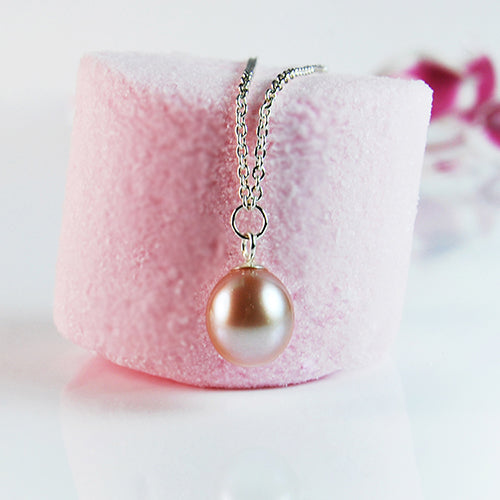 Natural Pink, Freshwater Pearl Drop Necklace, 7-8mm, Round, 14k Gold Filled  Chain, 18 Inches - Etsy