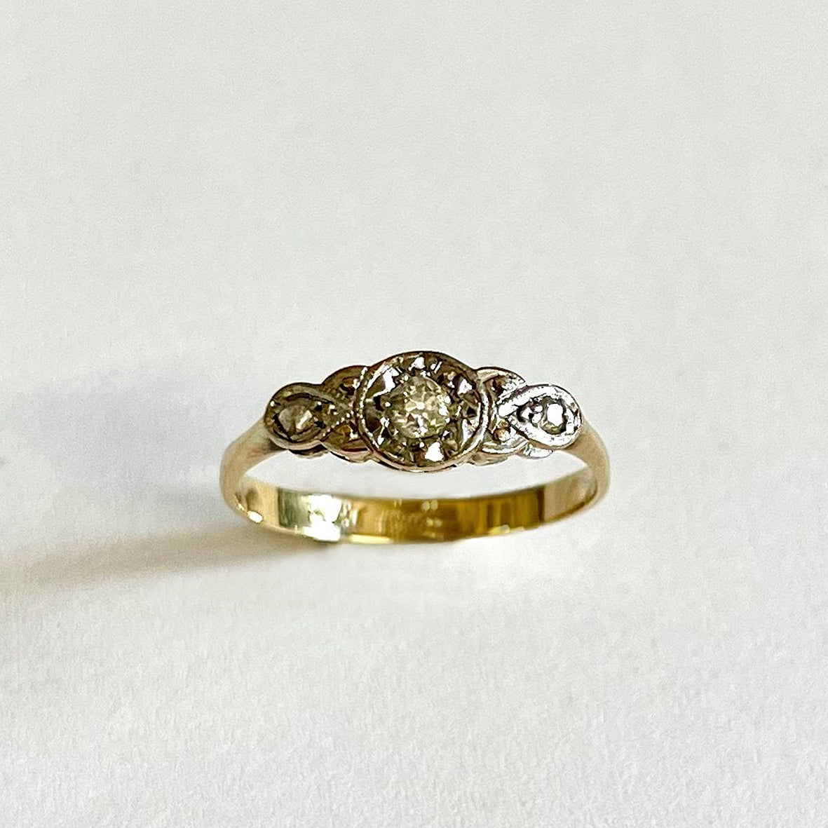 Diamond, Platinum &amp; Gold Georgian &#39;Knot&#39; Ring