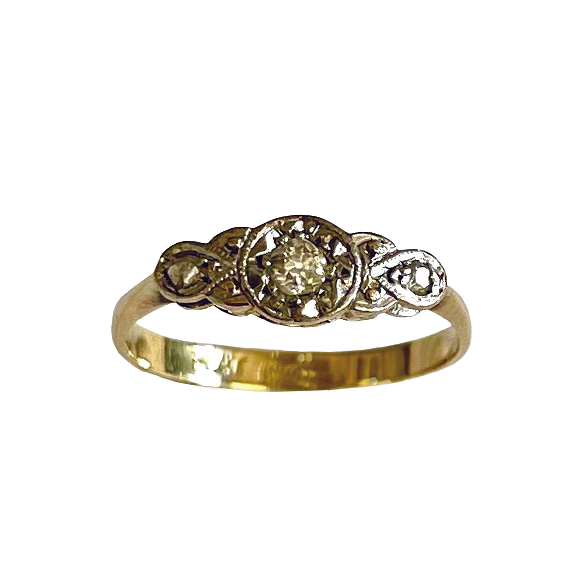 Diamond, Platinum &amp; Gold Georgian &#39;Knot&#39; Ring